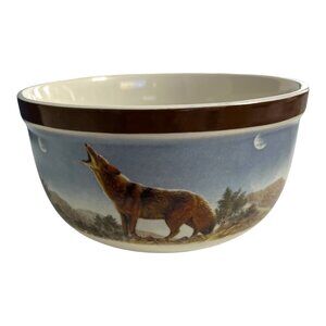 National Wildlife Federation Ceramic Bowl – Howling Coyote Design – 1990s